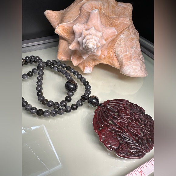 LABRADORITE + HEMATITE NATURAL STONES NECKLACE - Picture 6 of 16